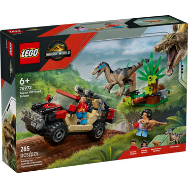 LEGO Jurassic World Raptor Off-Road Escape Dinosaur Toy - Building Playset with Dinosaur Action Figures, Jurassic World Toy for Boys & Girls, Ages 6+ - Gift for Christmas - 76972
