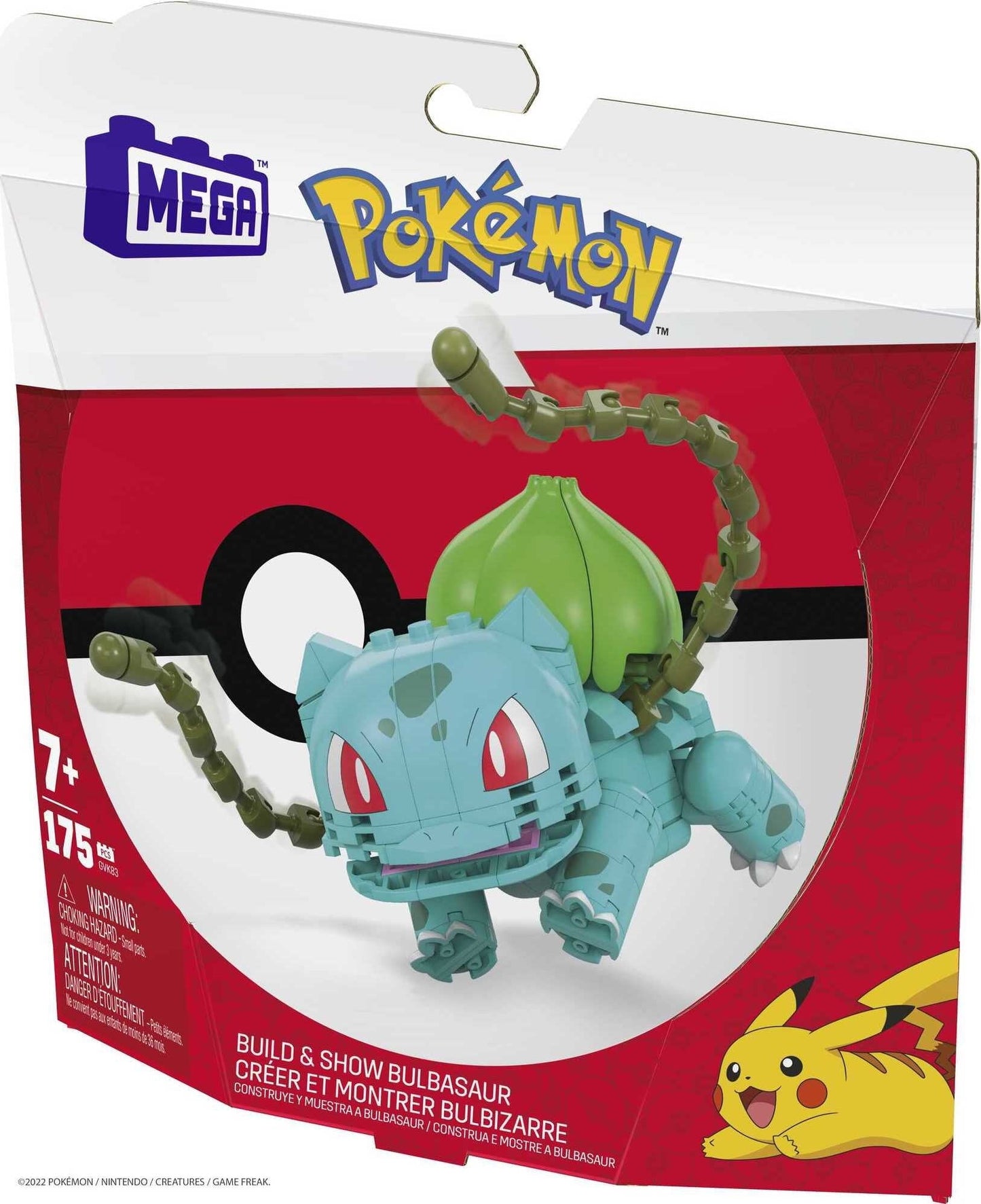 MEGA Pokemon Building Toy Kit Bulbasaur (175 Pieces) with 1 Action Figure for Kids