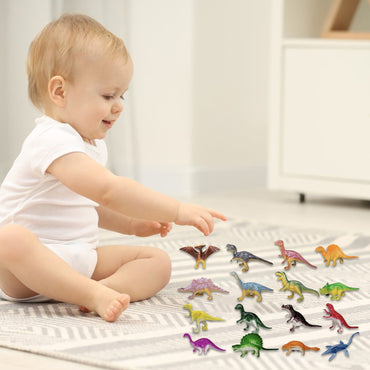 WozhuoToy 16 Pcs Mini Dinosaur Figures Kids Birthday Gifts Mini Dinosaur Toys Bulk Cupcake Toppers Small Plastic Educational Figures Dinosaur Party Favors for School Classroom Exchange