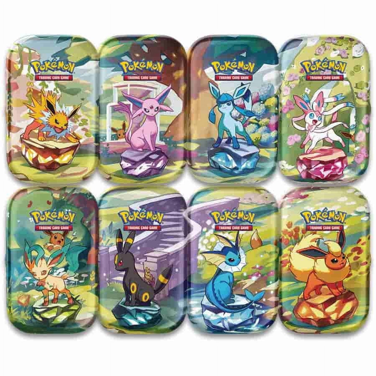 Pokemon TCG: Scarlet & Violet—Prismatic Evolutions Mini Tin Display Box | 8 Tins Included!