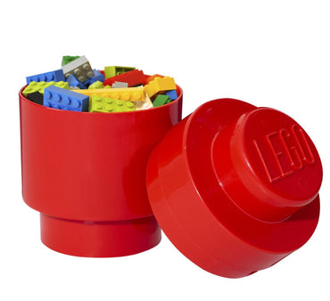 LEGO Round Storage Brick Toy Box, Bright Red