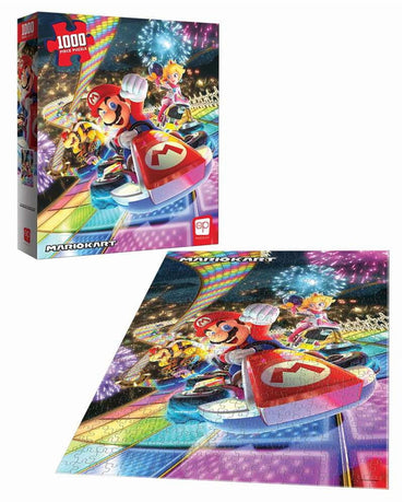 Mario Kart Rainbow Road 1000 Piece Jigsaw Puzzle by Usaopoly Featuring Iconic Characters