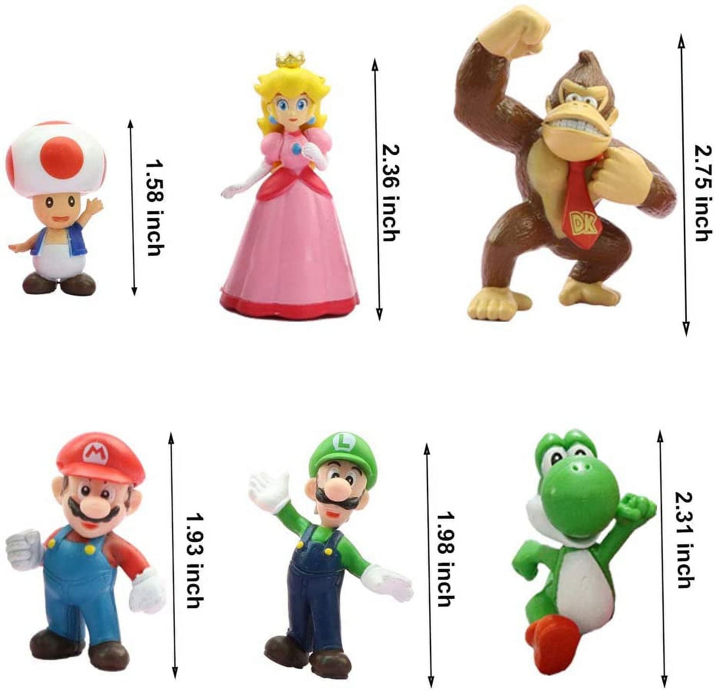 GLtrendy Toys New Super Mario Bros 1.5-2.75´´ Figures Set 6 pcs