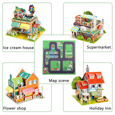 QiShi City Map Construction Building Sets with 6 Cartoon Character Toys, Preschool Educational Learning Toys for 6+ Year Old Kids Boys Girls Children