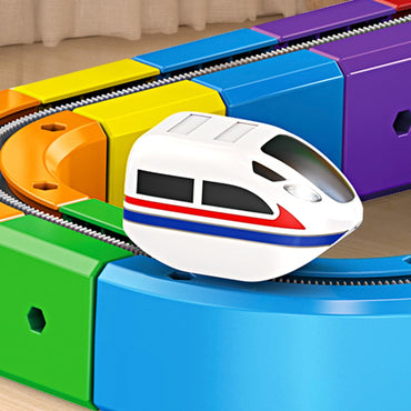 Track Fusion Train Set, 51Pcs Flexible Race Trackfusion Train, Magic Rail Cube Magnetic Monorail, Antigravity Car Block Track Fusion Toy for Kids