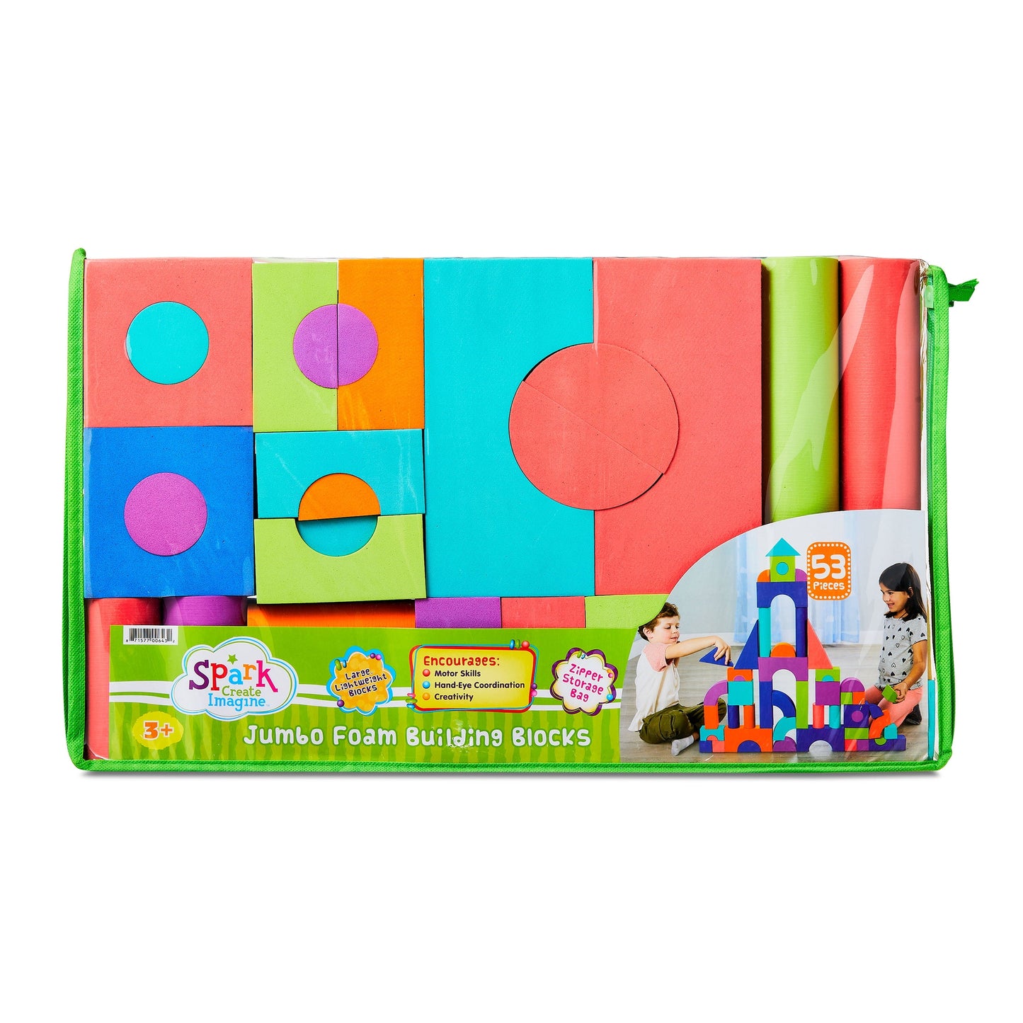 Spark.Create.Imagine Jumbo Foam Building Blocks, 53 Pieces for Ages 3+