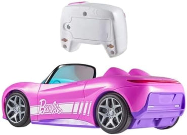 Hot Wheels Remote Control Barbie Convertible Car with 2 Dolls, Pink RC Vehicle, Kids Toy