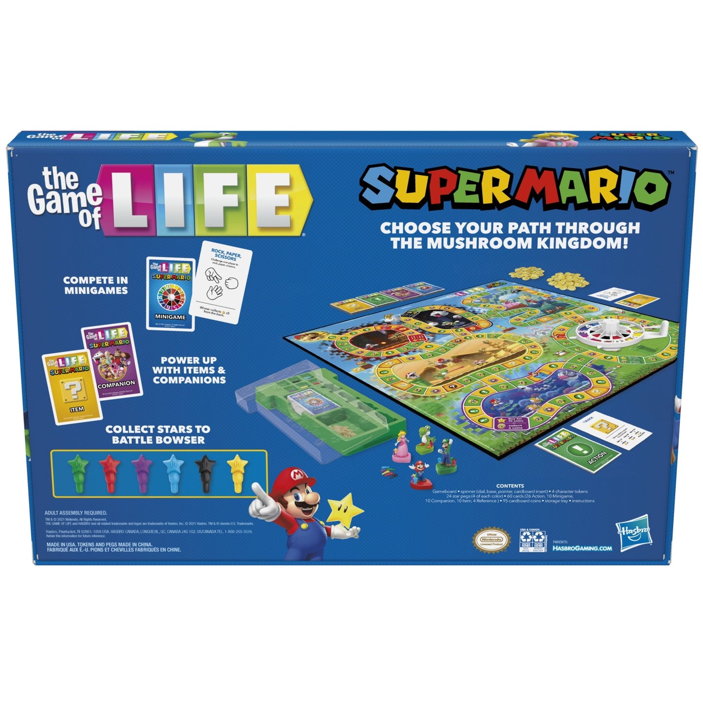 The Game of Life: Super Mario Edition Board Game, Kids Ages 8+, Play Minigames, Collect Stars