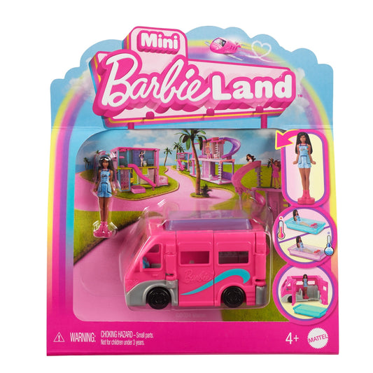 Barbie Mini BarbieLand Doll & Toy Vehicle Set, 1.5-inch Barbie Doll & DreamCamper