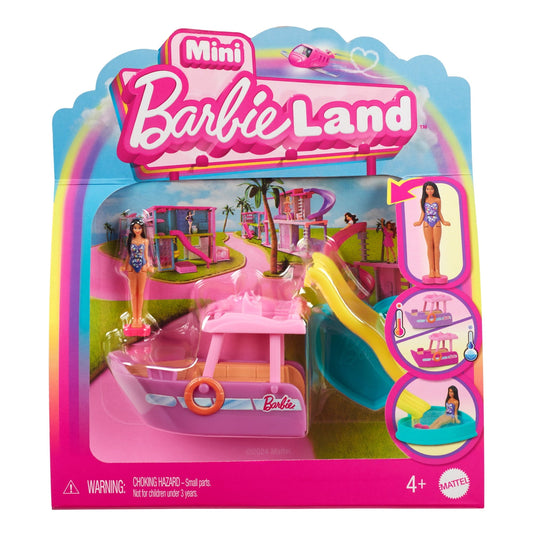 Barbie Mini BarbieLand Doll & Vehicle Set with 1.5-inch Doll & Dream Boat with Color-Change