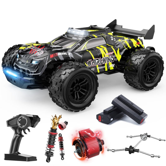 DEERC 1/14 Fast Brushless RC Car for Adults, 43 MPH High Speed 4x4 Off-Road RC Truck, Waterproof Monster Truggy, All Terrain Remote Control Drift Car for Boys 8-12, 2 Batteries, 3S Lipo Compatible