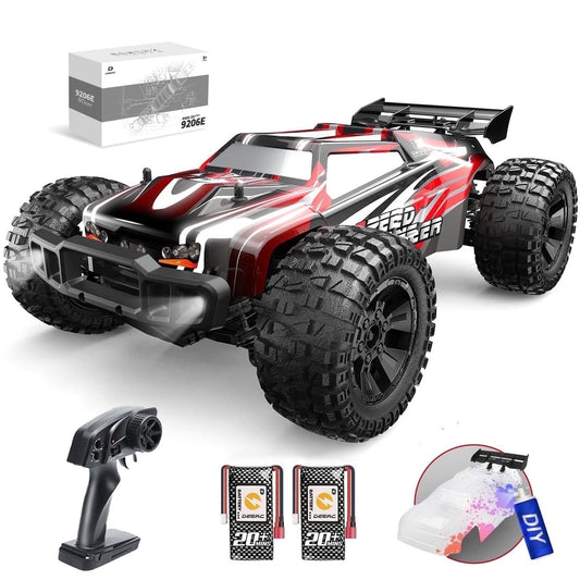 DEERC 9206E 1:10 Scale RC Cars, 48+ KM/H Hobby Grade High Speed Remote Control Car for Adults Boys, All Terrain 4WD 2.4GHz RC Monster Truck with 2 Battery for 40+ Min Play