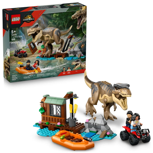 LEGO Jurassic World T. rex River Escape - Dinosaur Toy For Kids, Boys, and Girls, Ages 5-7 - Jurassic World Toy Boat and LEGO Minifigures - Creative Dinosaur Gift for Movie Fans - 76975