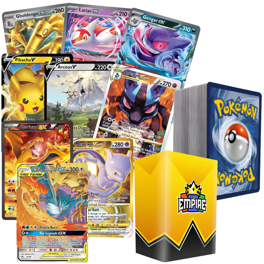 Pokémon Triple Power Ultra Rare Battle Bundle | 100+ Pokémon Cards | 3x Double or Ultra Rares Guaranteed! | Holos & Rares Included | TCG Empire Storage Box