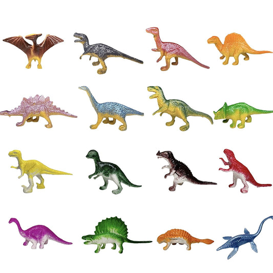 WozhuoToy 16 Pcs Mini Dinosaur Figures Kids Birthday Gifts Mini Dinosaur Toys Bulk Cupcake Toppers Small Plastic Educational Figures Dinosaur Party Favors for School Classroom Exchange