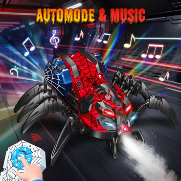 Huge Wave Remote Control Car for Boys, 2.4GHz RC Spider Toys with Spray and Lights, Realistic Moving Legs, Christmas Birthday Gift for Kids Ages 4-12