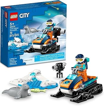 LEGO City Arctic Explorer Snowmobile 60376, Fun Ride Vehicle Toy Set with Minifigures, Ideal Gift for 5 year olds