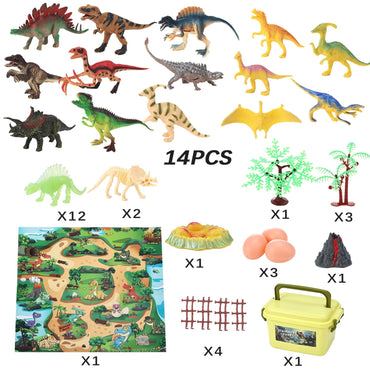 Lictin Dinosaur Toys Play Set, 42 PCS Dinosaur Toys with Play Mat for Kids Toddlers, Dinosaur Figures, Trees, Volcano, Dinosaur Toys Gift Set for 3 4 5 6 7 8 Years Boys Girls