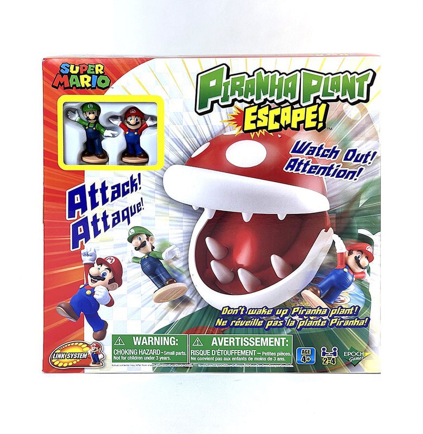 Epoch Games Super Mario Piranha Plant Escape!, Tabletop Skill and Action Game with Collectible Super Mario Action Figures, Ages 4+