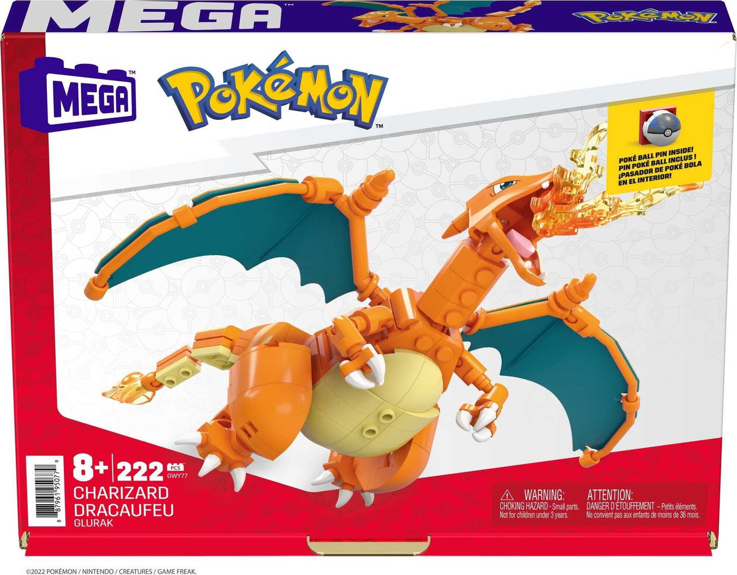 MEGA Pokemon Charizard Building Set (222 Pieces) with 1 Action Figure for Boys and Girls