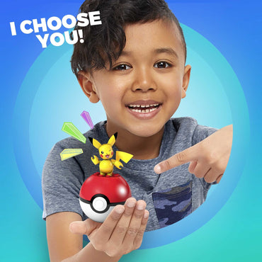 Mega Construx Pokemon Pikachu Poke Ball Construction Set with character figures, Building Toys for Kids (16 Pieces)