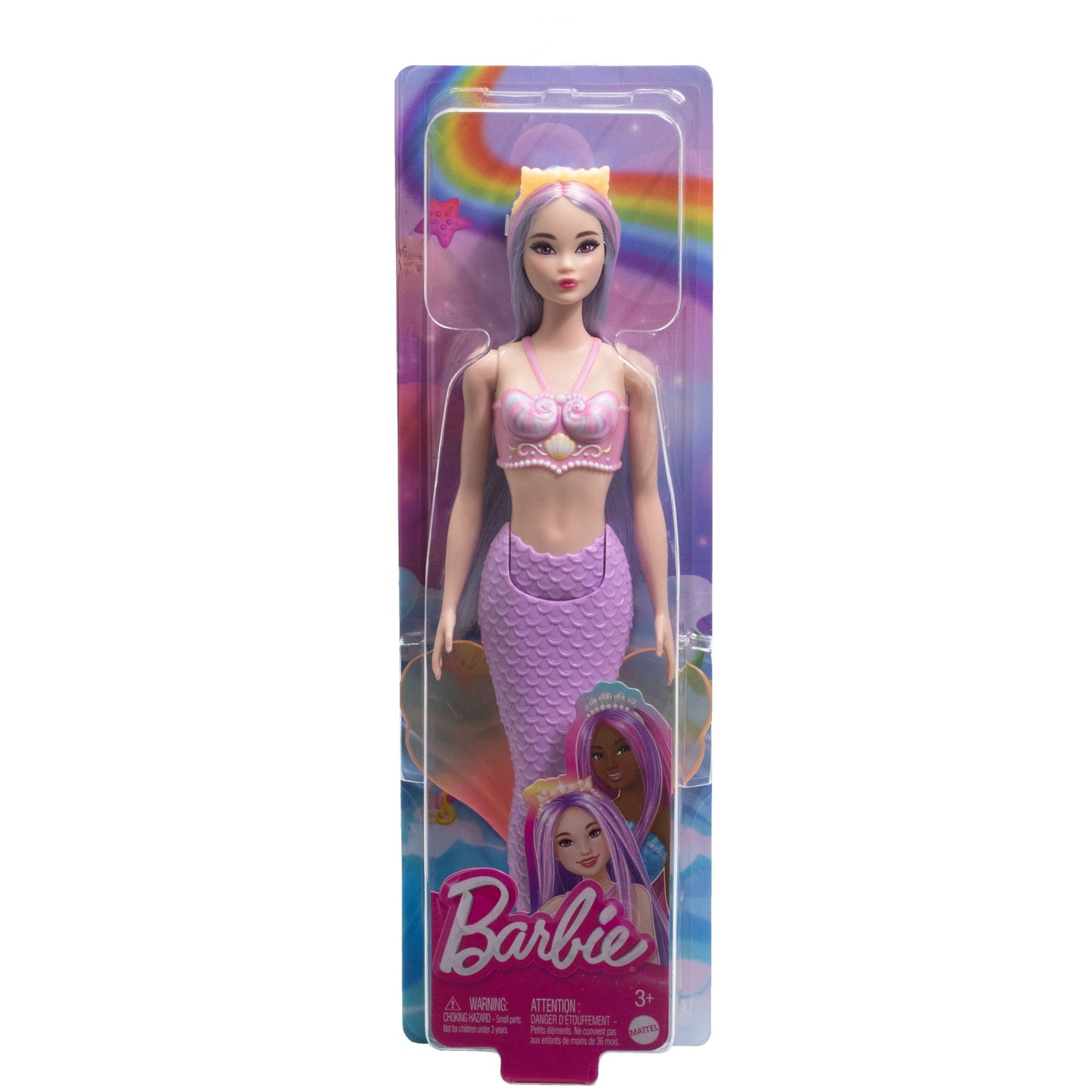 Barbie Mermaid Doll with Pink and Lilac Hair, Purple Tail and Headband Accessory