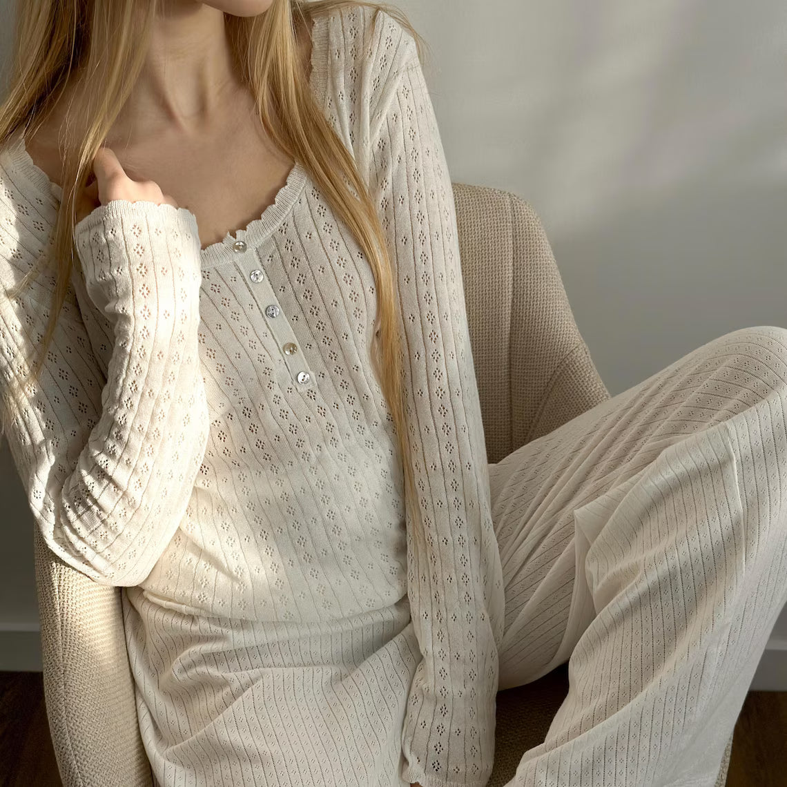 Haut à manches longues en tricot de coton