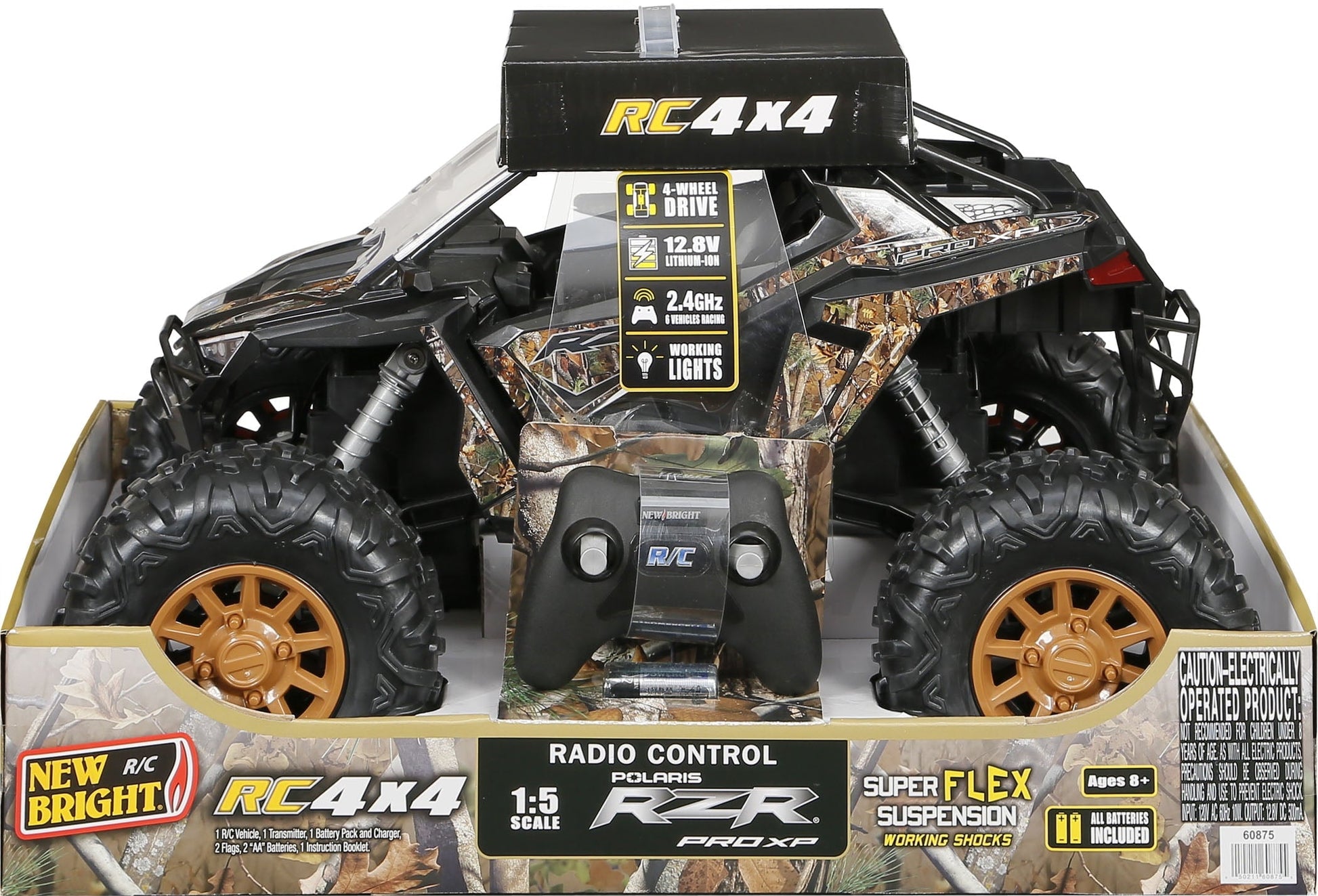 New Bright (1:5) Polaris RZR XP Pro 12.8V Battery Remote Control Camo ATV 2.4GHz, 60875U Child