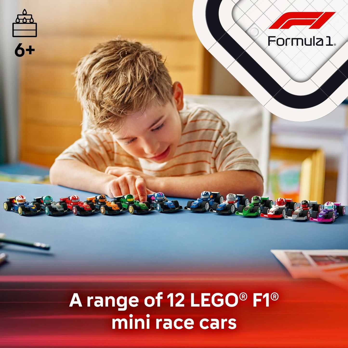LEGO F1 Collectible Race Cars, 6 Pack - Building Set for Boys & Girls, Ages 6+ - Birthday Party Favor or Gift - Mystery Box W/ Surprise F1 Car Toys - Travel Toys for Kids - 66796