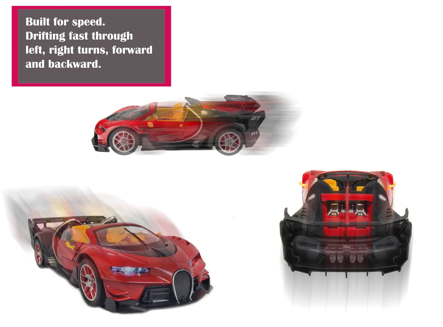 Remote Control Car, 1:14 Scale Rechargeable High Speed Racing Car with Lights, Ideal Christmas Toy RC Car Gift for Boys and Girls
