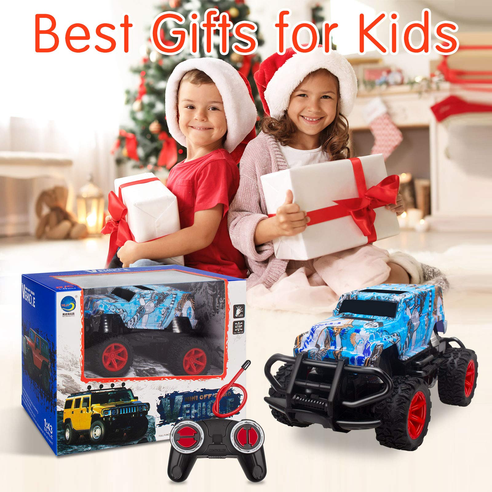 Remote Control Car Toys, RC Cars for Kids, 4 Channel Remote Control Car, RC Cars Monster Trucks Christmas Teen Gifts for 3-7 Year Old , Toddler Age 2-6