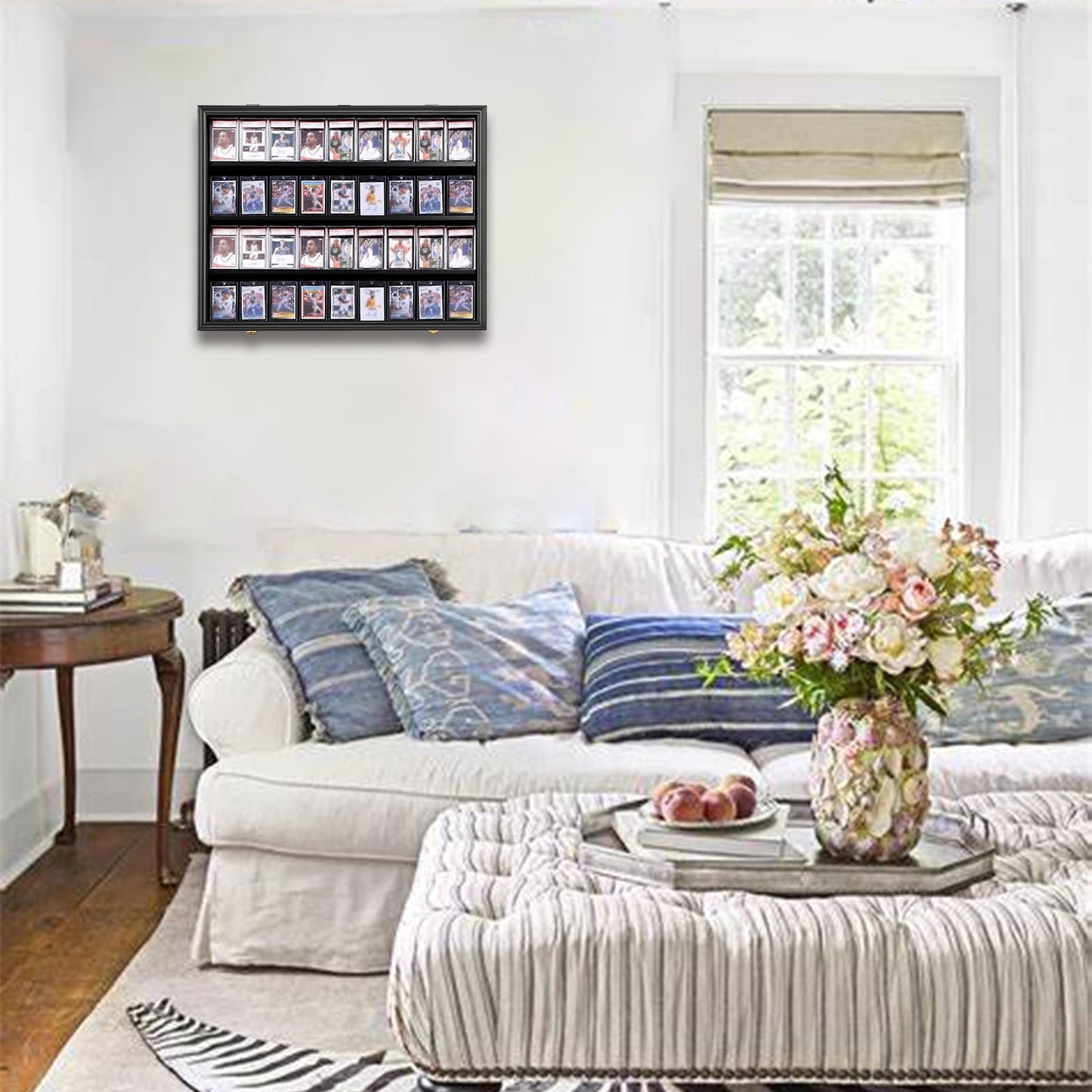 36 Graded Sports Card Display Frame - Baseball Card Display Case Lockable Trading Card Collector Wall Display Holder For Basketball Football Hockey Cards, 98% UV Protection Acrylic,Black