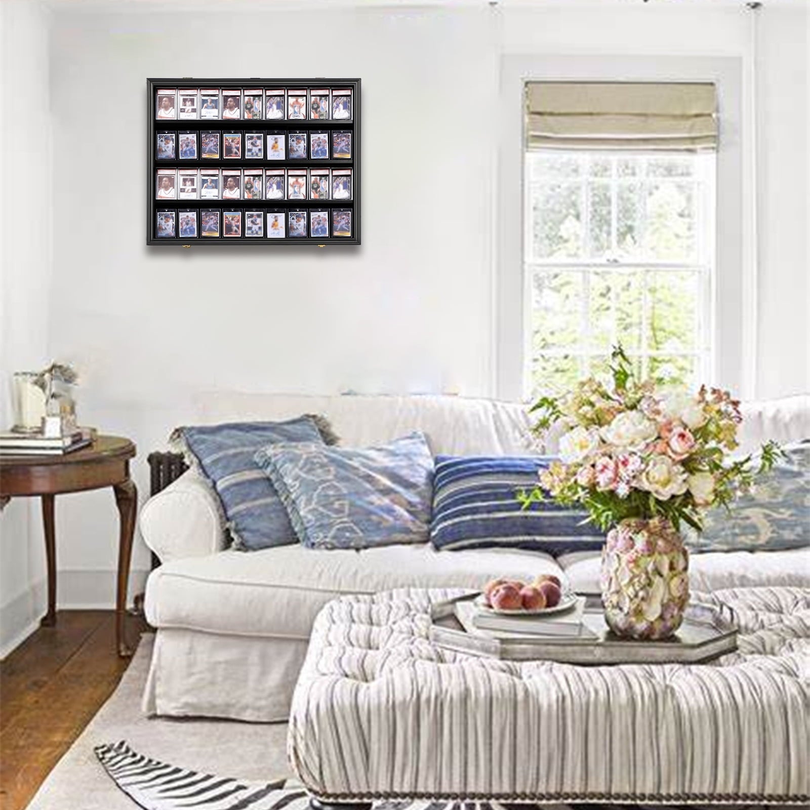 36 Graded Sports Card Display Frame - Baseball Card Display Case Lockable Trading Card Collector Wall Display Holder For Basketball Football Hockey Cards, 98% UV Protection Acrylic,Black