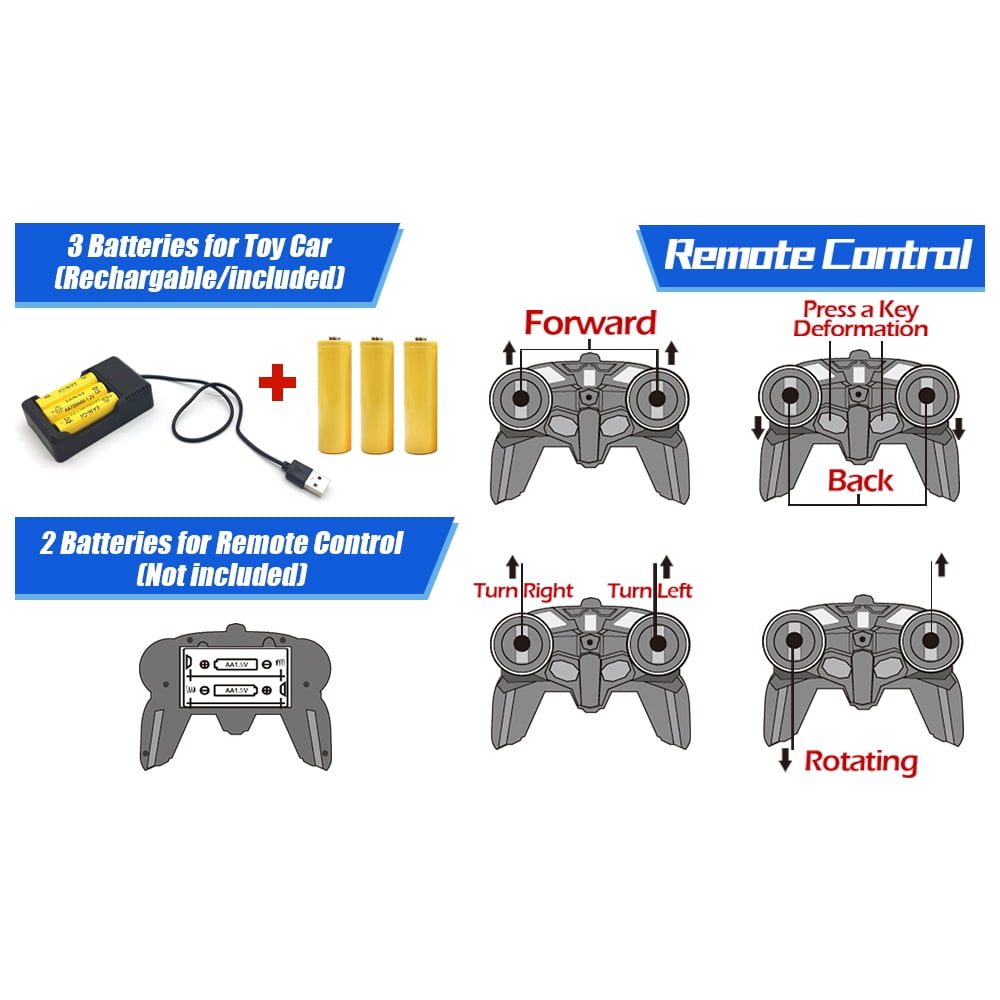 Remote Control Cars, Transform Car Robot, RC Cars for Kids, Boys Gifts Ages 4 5 6 7 8 9 10 11 Year Old Gift