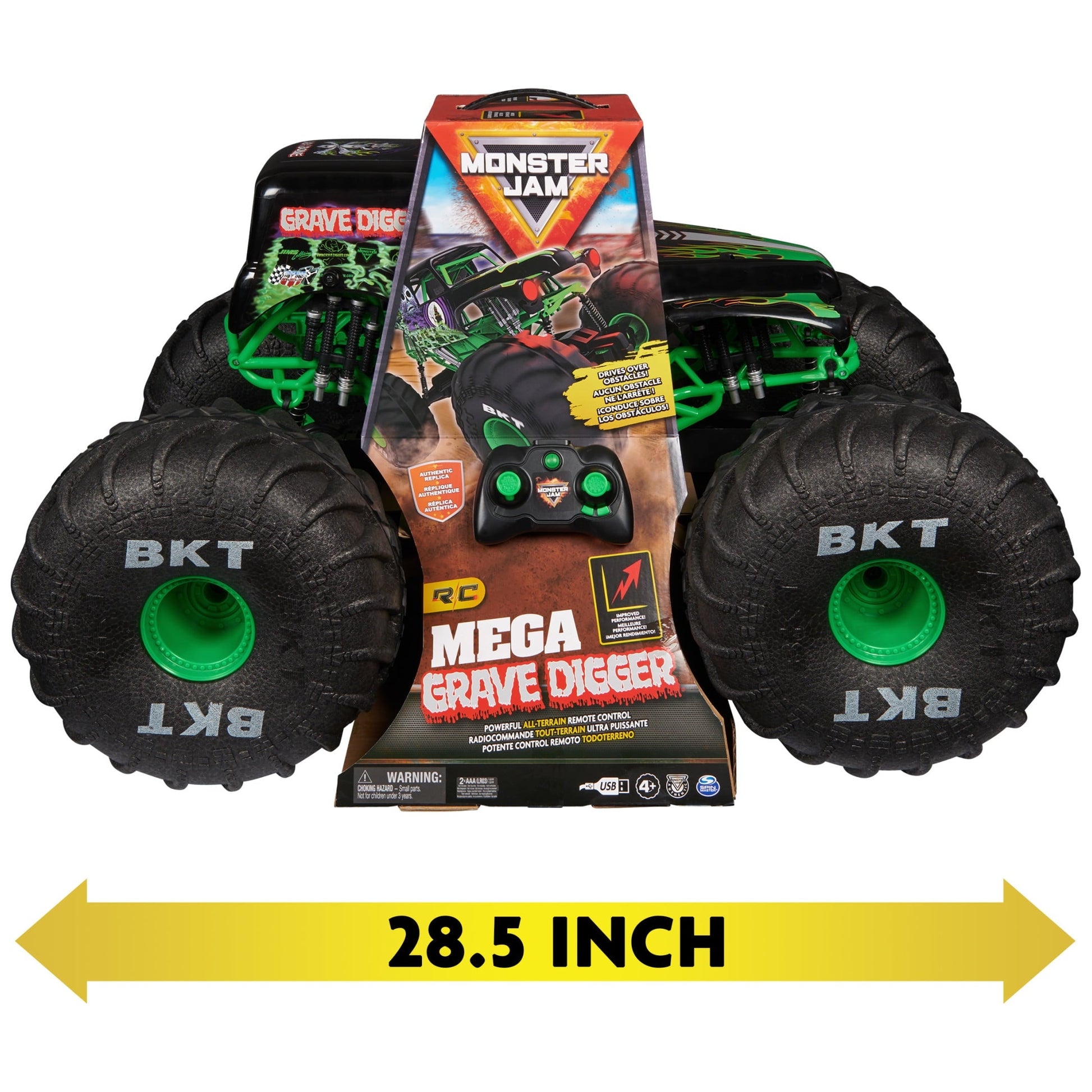 Monster Jam Mega Grave Digger All-Terrain Remote Control Monster Truck, 1:6 Scale
