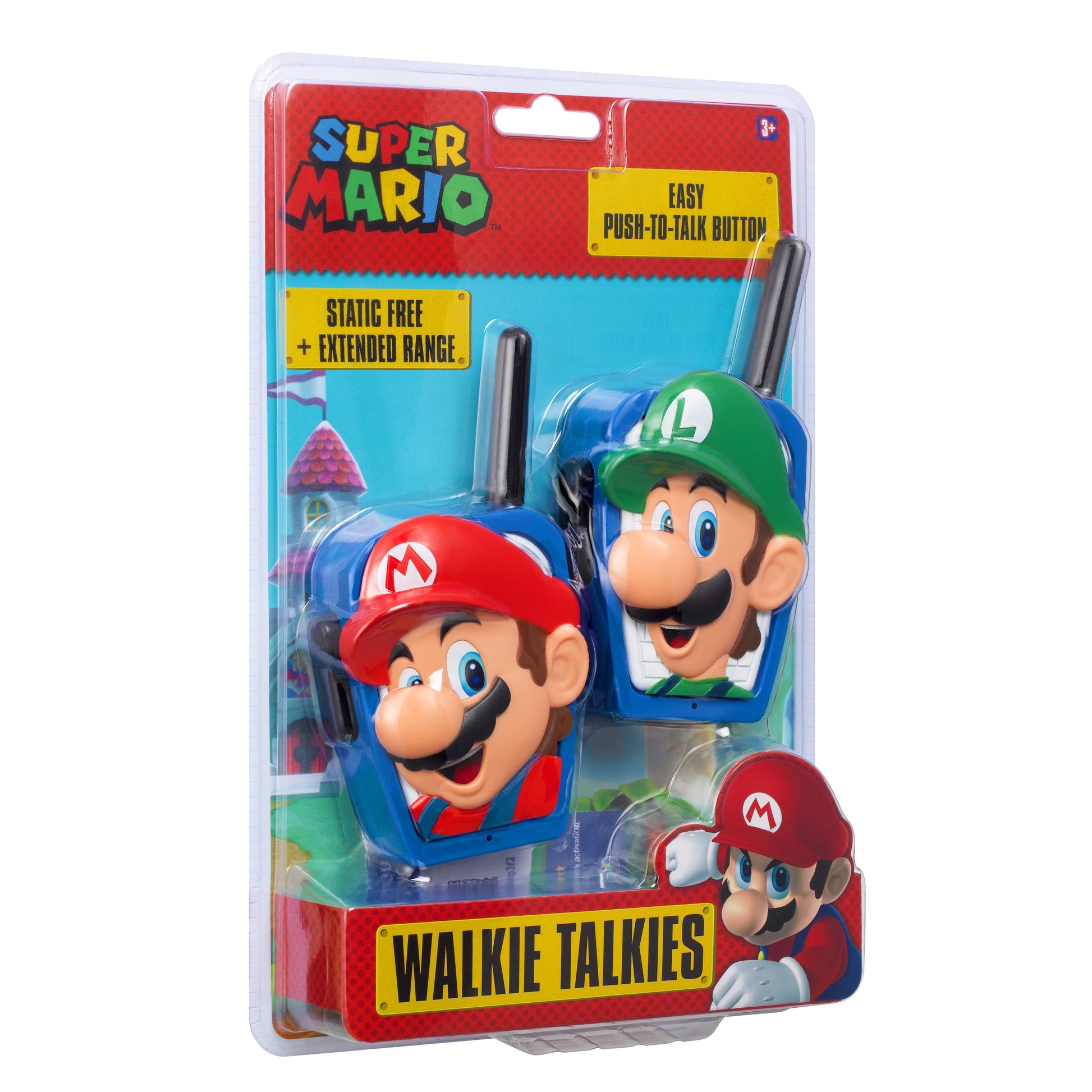 Super Mario Extended Range Walkie Talkies - Action Figures - Push to Talk Button, Children Ages 3+