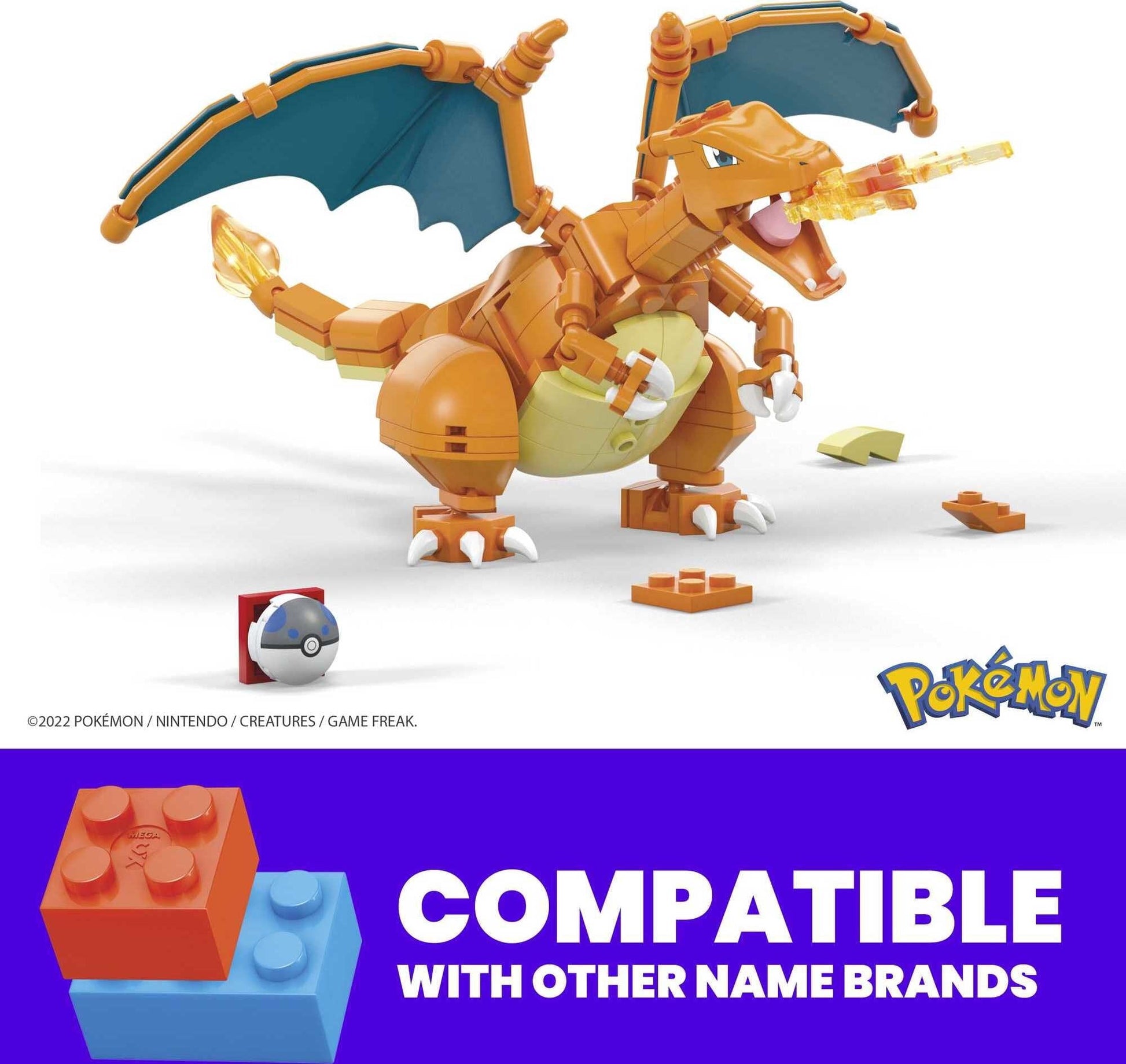 MEGA Pokemon Charizard Building Set (222 Pieces) with 1 Action Figure for Boys and Girls