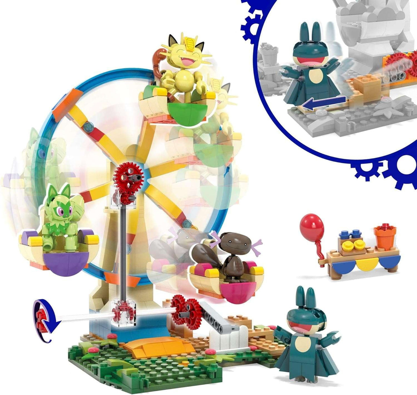 Mega Construx Pokemon Ferris Wheel Fun Set with 393 Pieces, 4 Posable Characters, 5+ Inches Tall