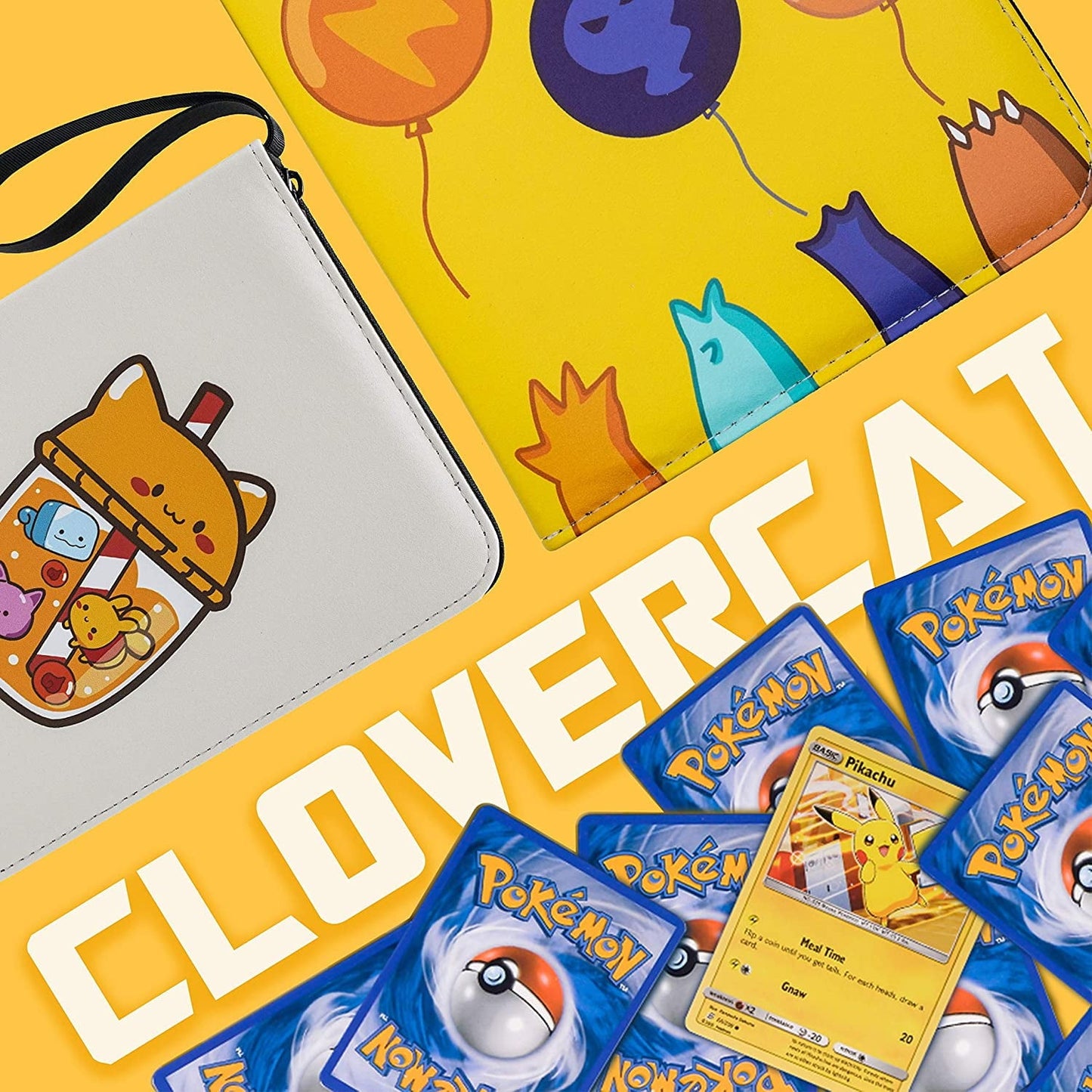 Clovercat 4 Pocket Waterproof Card Binder, 50 Pages Trading Card Binder, Portable Card Binder Holder, Up to 400 Cards Double Sided Pocket Album Sports Cards - Perfect for Back to School Supplies