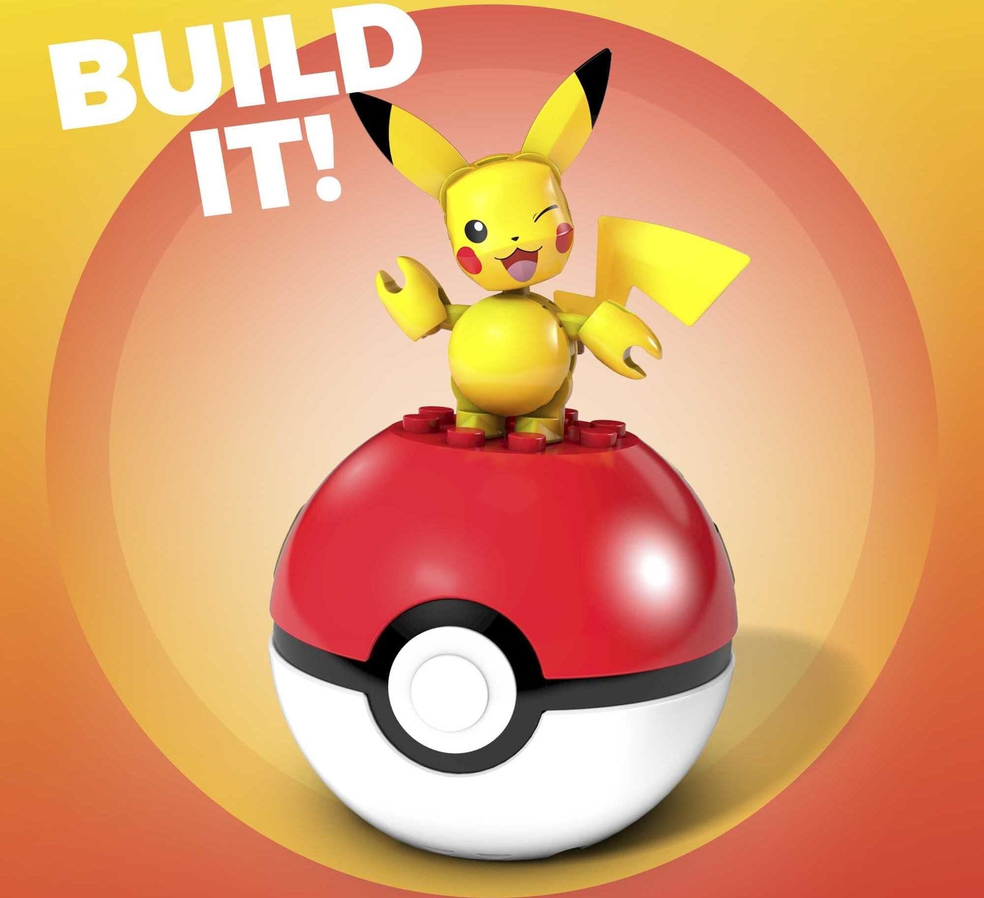 Mega Construx Pokemon Pikachu Poke Ball Construction Set with character figures, Building Toys for Kids (16 Pieces)