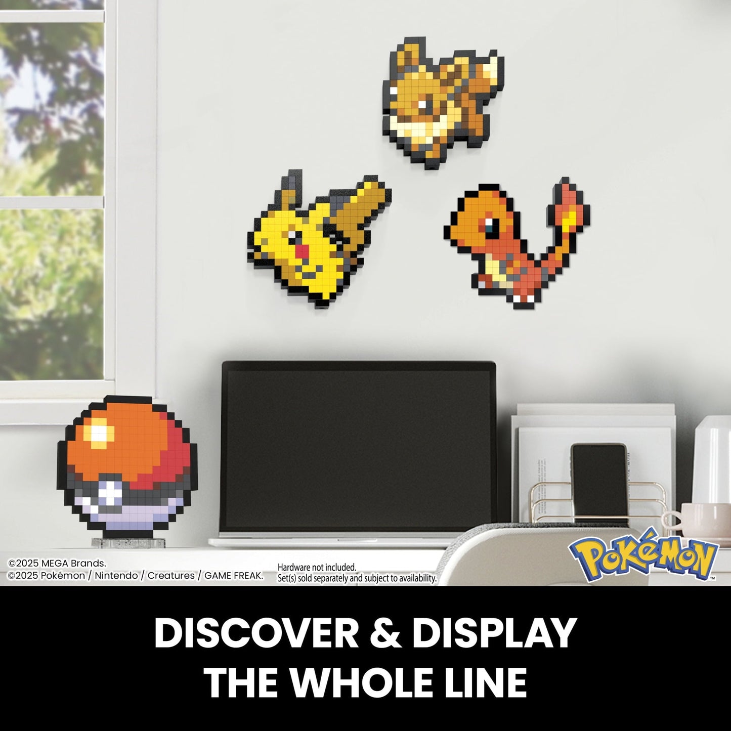 Mega Bloks - Pokemon Classic Poke Ball, Pixel Art, 342 Piece Building Toy Set