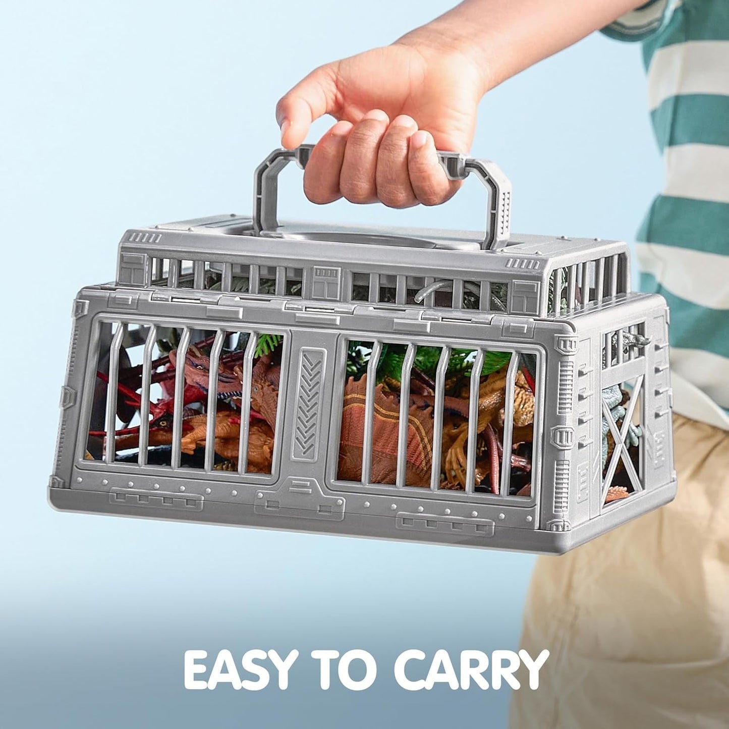 Joyfy 19 PCS Dinosaur Figures for Toddlers, Realistic Dinosaur Toys with Activity Play Mat & Storage Cage & Trees, Dino Playset Toys for Kids Ages 3-5, Christmas Birthday Gift For Boys