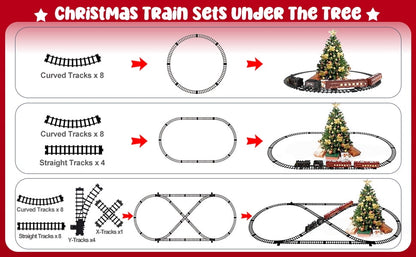 Flooyes Electric Train Sets With light-up carriages, Train Toys With figure-eight track, Birthday Gifts For Boys Girls Red