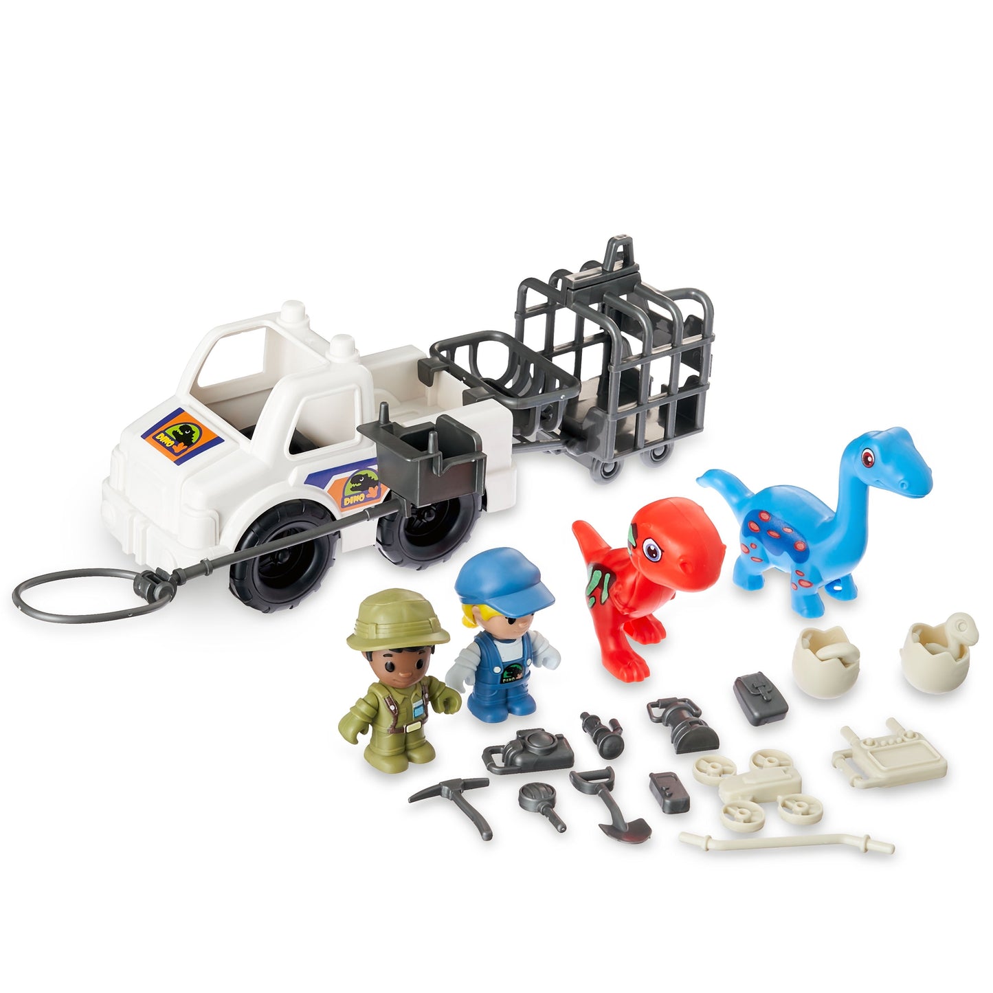 Kid Connection Dinosaur Rescue Station Play Set with Light and Sound, 28 Pcs, Toddler Toys, Age 3+