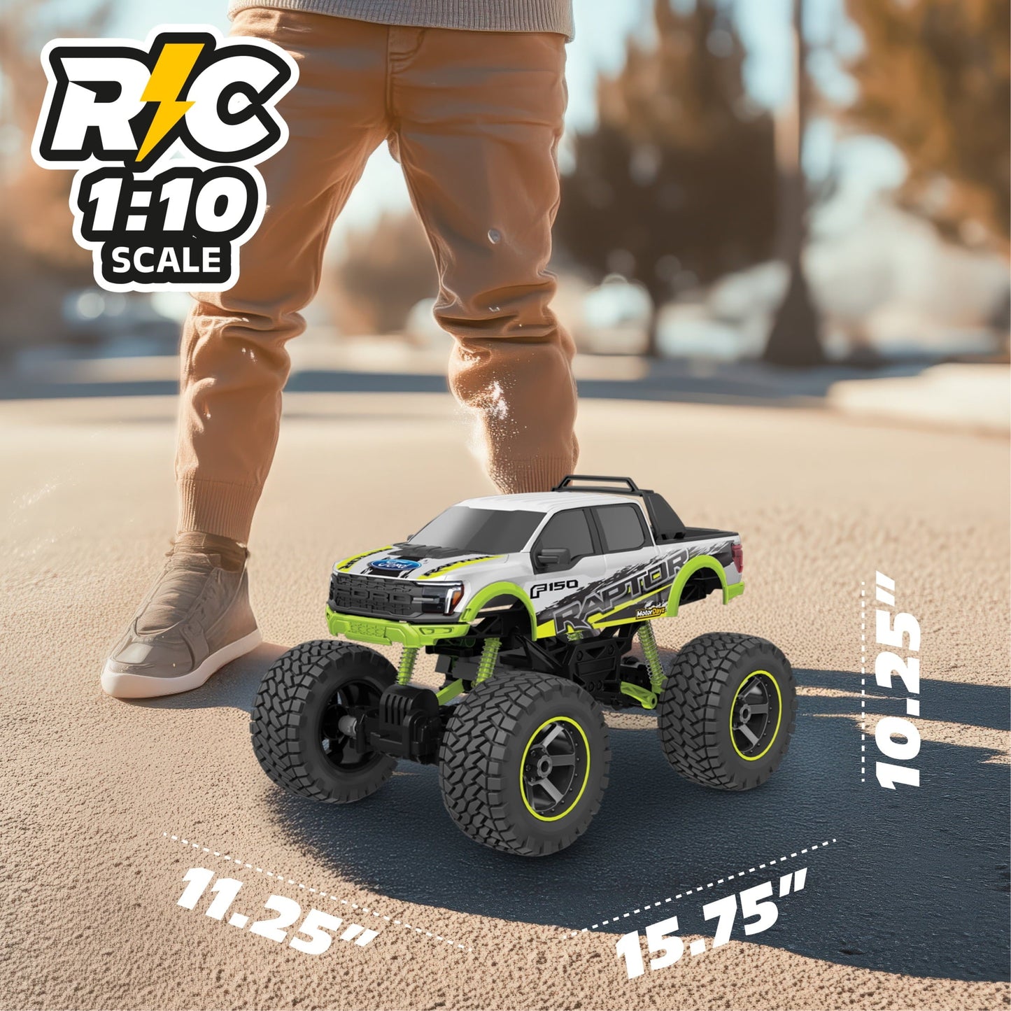 Motor Dayz (1:10) Ford F-150 Heavy Metal Remote Control 4X4 Truck, R2-10T89U-SV, Child