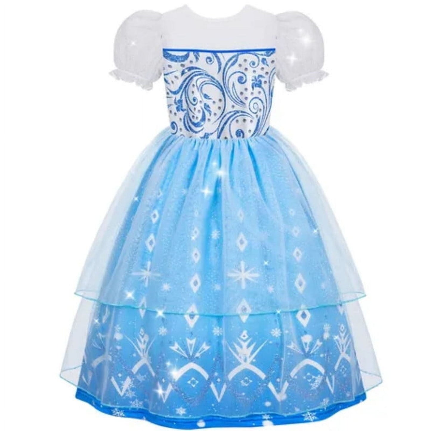 Jurebecia Girls Snow Queen Dress Princess Costume Halloween Birthday Party Dresses up for Toddler Girl Kids 4t (3-4Years)