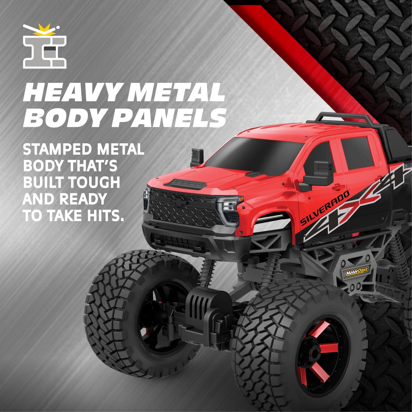 Motor Dayz (1:10) Chevrolet Silverado Heavy Metal Remote Control 4X4 Truck