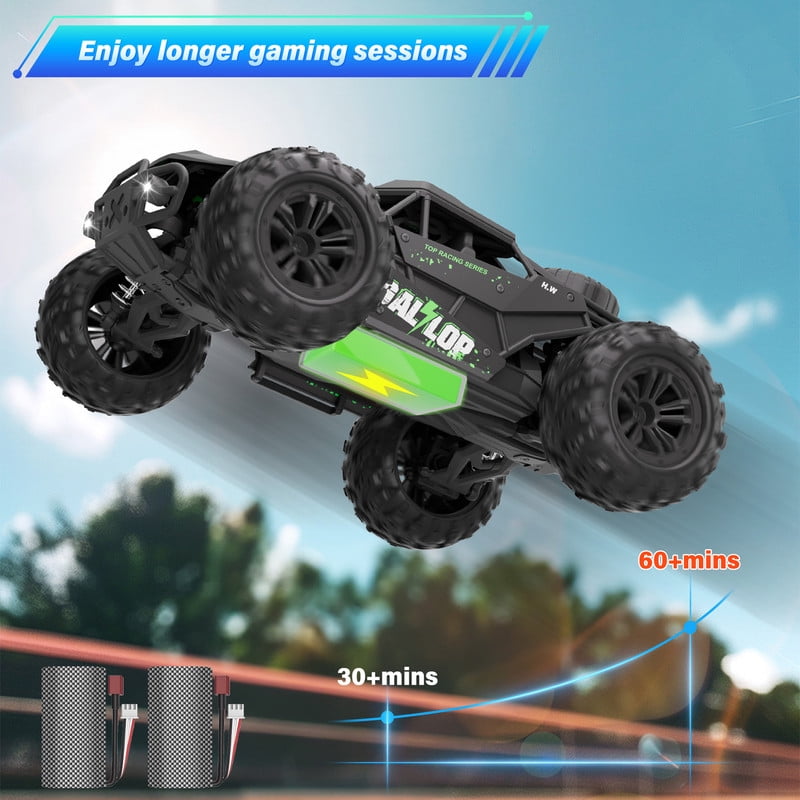 Yexmas 1:16 Scale Fast Large RC Car,40+KM/H All Terrain High Speed Remote Control Car, 4x4 RC Monster Truck with 60 Min Runtime,2 Batteries,Gifts Toys for Kids & Adults,Black