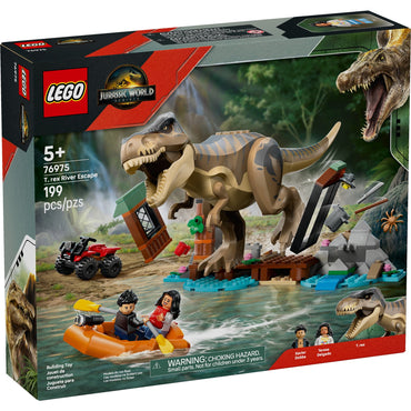 LEGO Jurassic World T. rex River Escape - Dinosaur Toy For Kids, Boys, and Girls, Ages 5-7 - Jurassic World Toy Boat and LEGO Minifigures - Creative Dinosaur Gift for Movie Fans - 76975