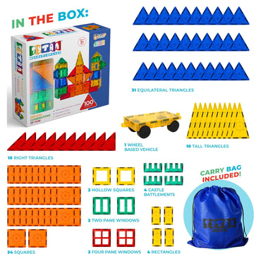 Tytan Magnetic Tile Building Set - 100-Piece STEAM Toy for Kids Ages 3+
